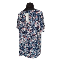 Tunika kimono z okrągłym dekoltem i wzorem w drobne kwiatuszki